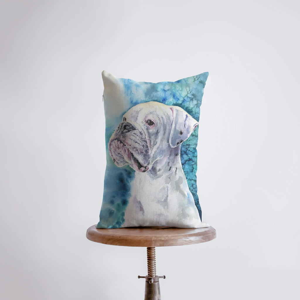 White Boxer | Watercolor Boxer | 12x18 | Pillow Cover |  Home Decor | Custom Dog Pillow | Boxer Mom  | Dog Lover Gift | Dog Mom Gift UniikPillows