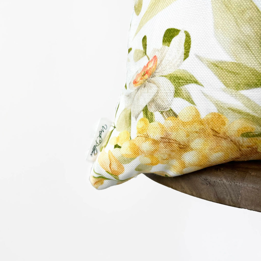 White and Yellow Flowers Green Leaves | Spring Décor | Easter Decorative Pillow | Farmhouse Décor | Hand-Made Throw Pillow | UniikPillows UniikPillows