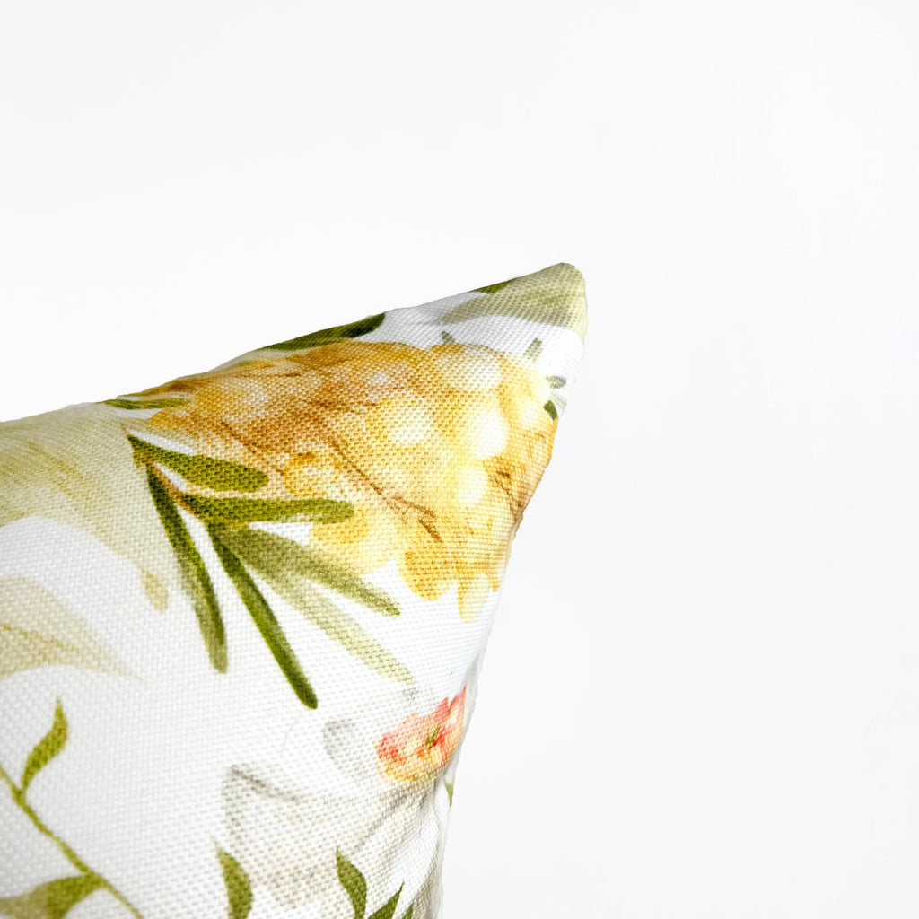 White and Yellow Flowers Green Leaves | Spring Décor | Easter Decorative Pillow | Farmhouse Décor | Hand-Made Throw Pillow | UniikPillows UniikPillows