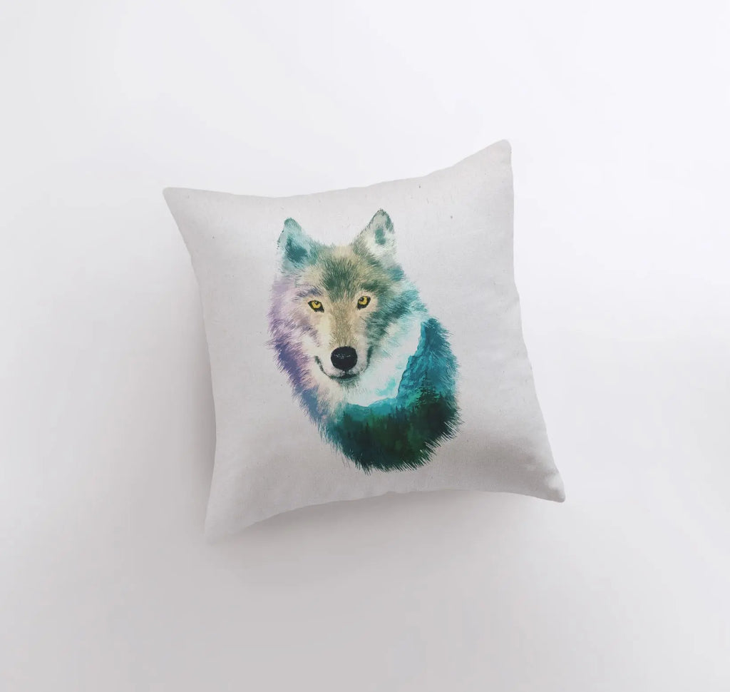 Wolf | Pillow Cover | Wolf Decor | Throw Pillow | Home Decor | Wild Animal |Animal Art | Wolf Art | Wolf Gift |  Wolf Decor| Double Exposure UniikPillows