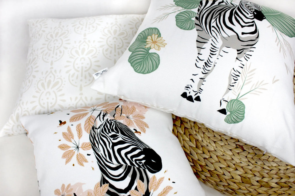 Zebra | Zebra Decor | Zebra Print | Leaves | Decorative Pillows | Mom Gift | Home decor | Room Decor | Bedroom Decor | Throw Pillows UniikPillows