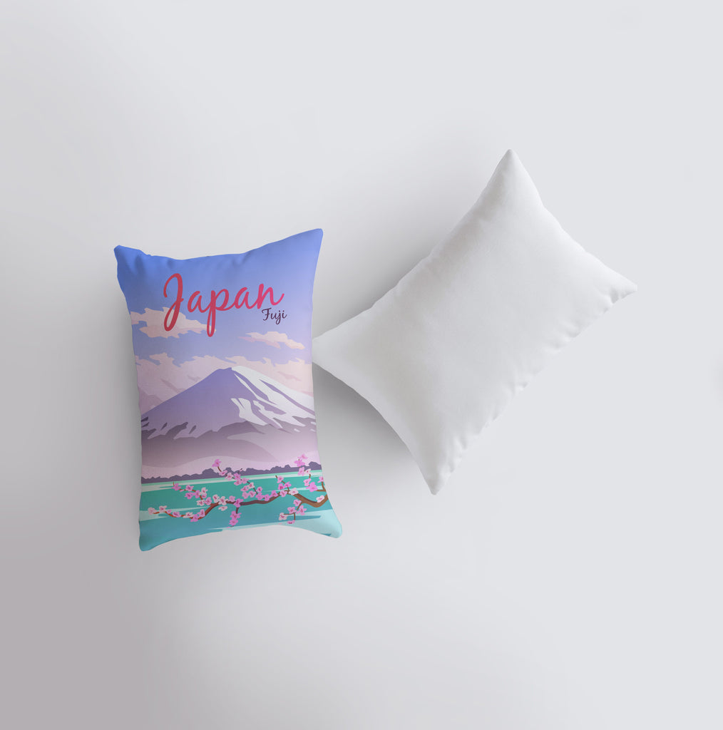 a pillow with a picture of a mountain on it