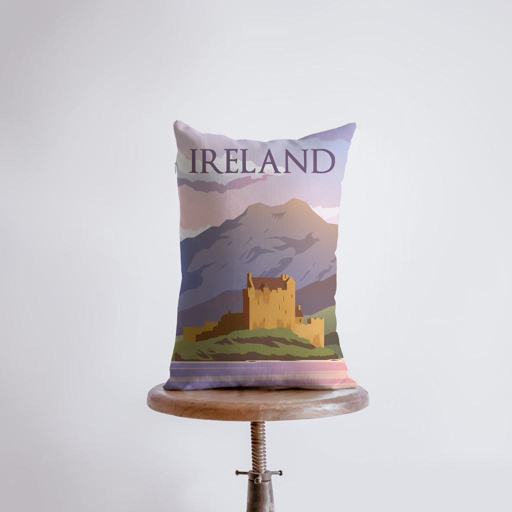 a pillow with a picture of a castle on it