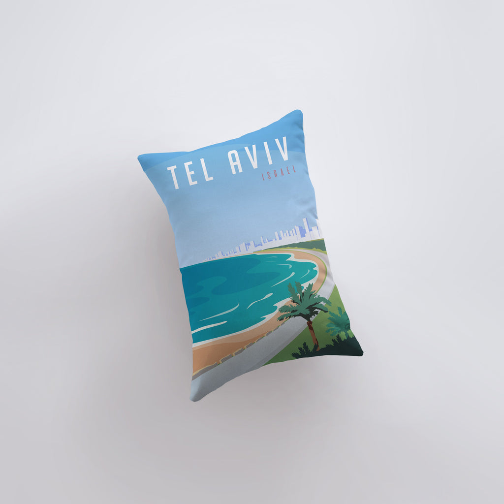 a pillow with a picture of a beach on it