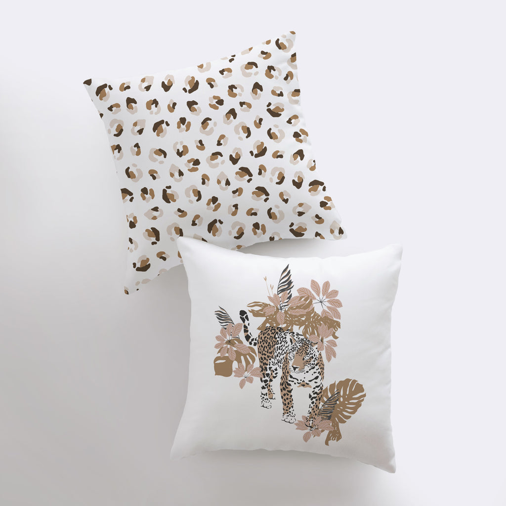 two pillows with a leopard print on them