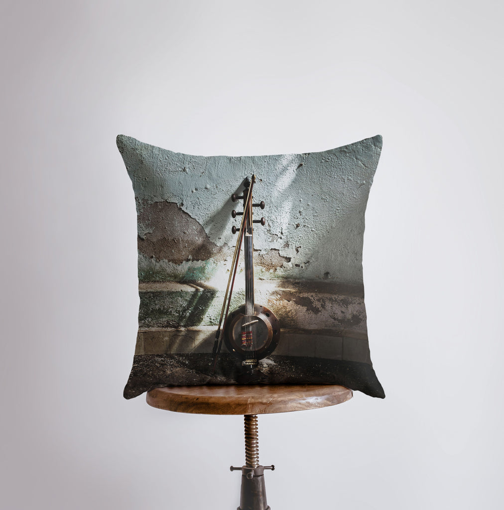 a pillow with a picture of a boat on it