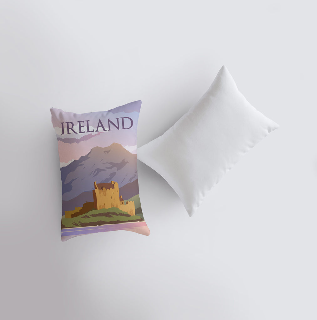 a pillow with a picture of a castle on it