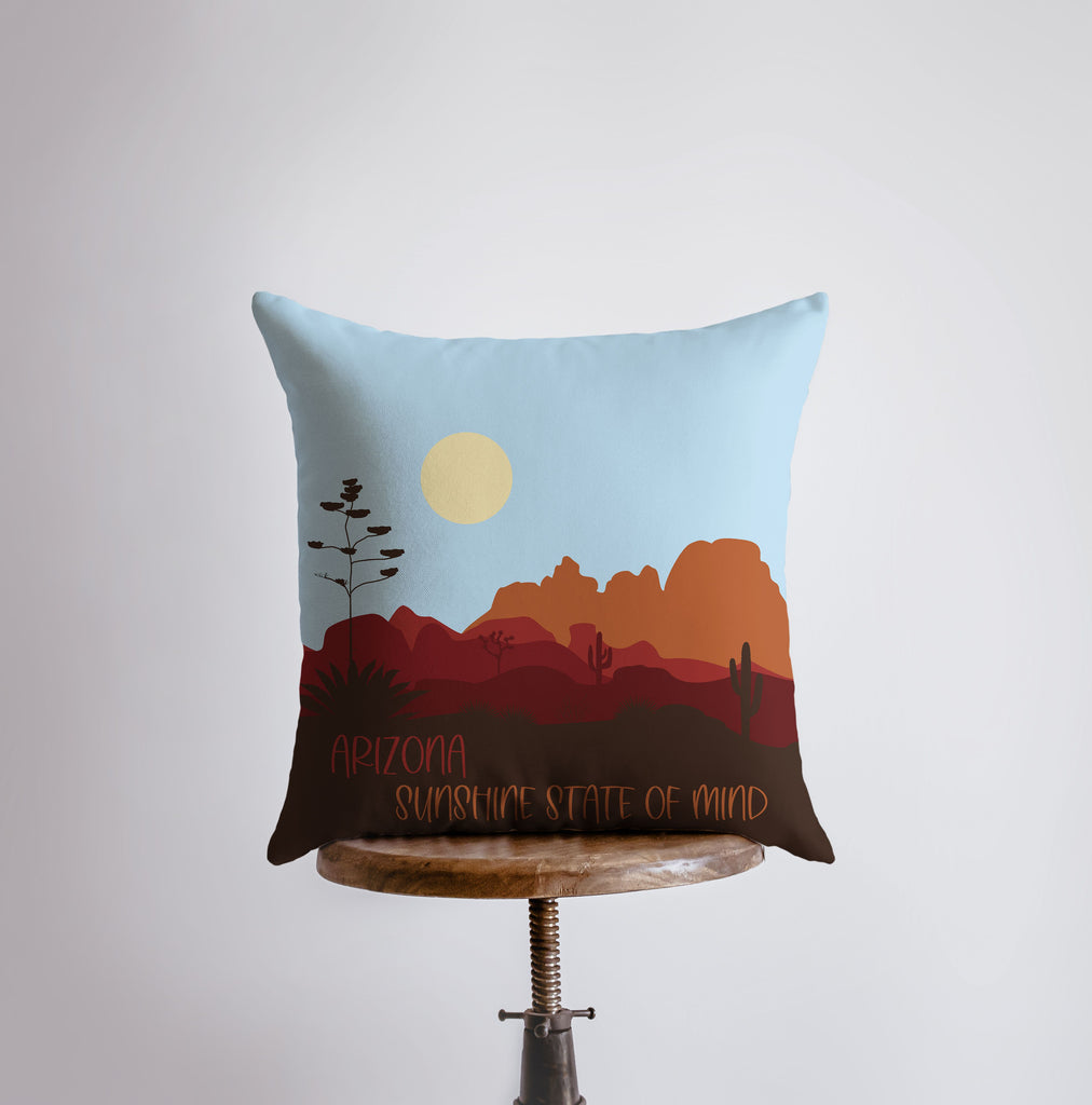 a pillow that has a picture of arizona on it