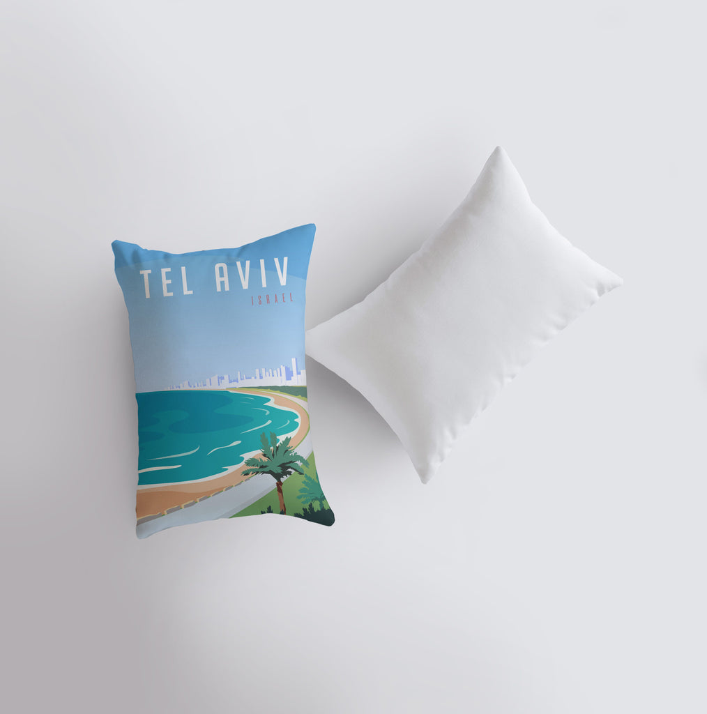 a pillow with a picture of a beach on it