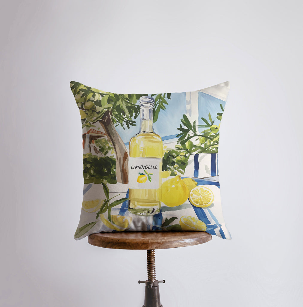 a pillow with a picture of a bottle of lemonade on it