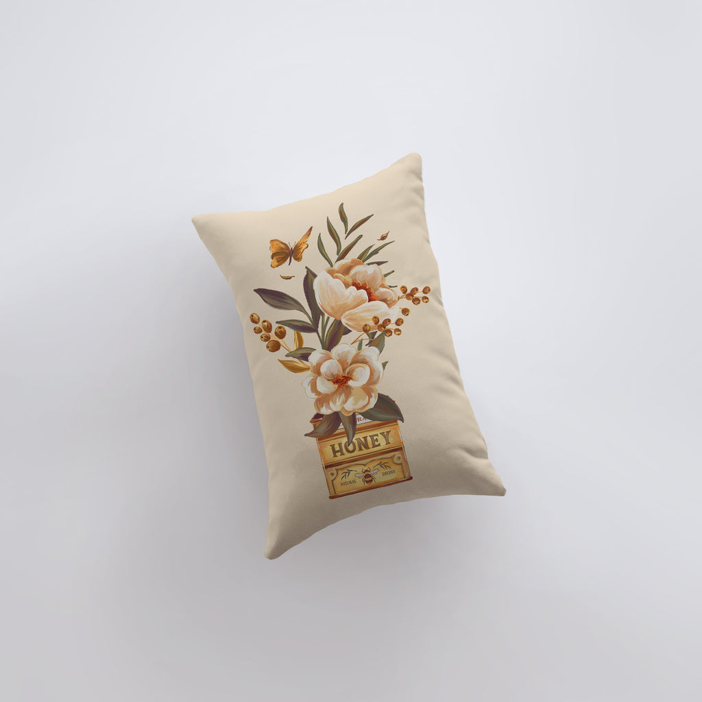 a pillow with a picture of flowers on it