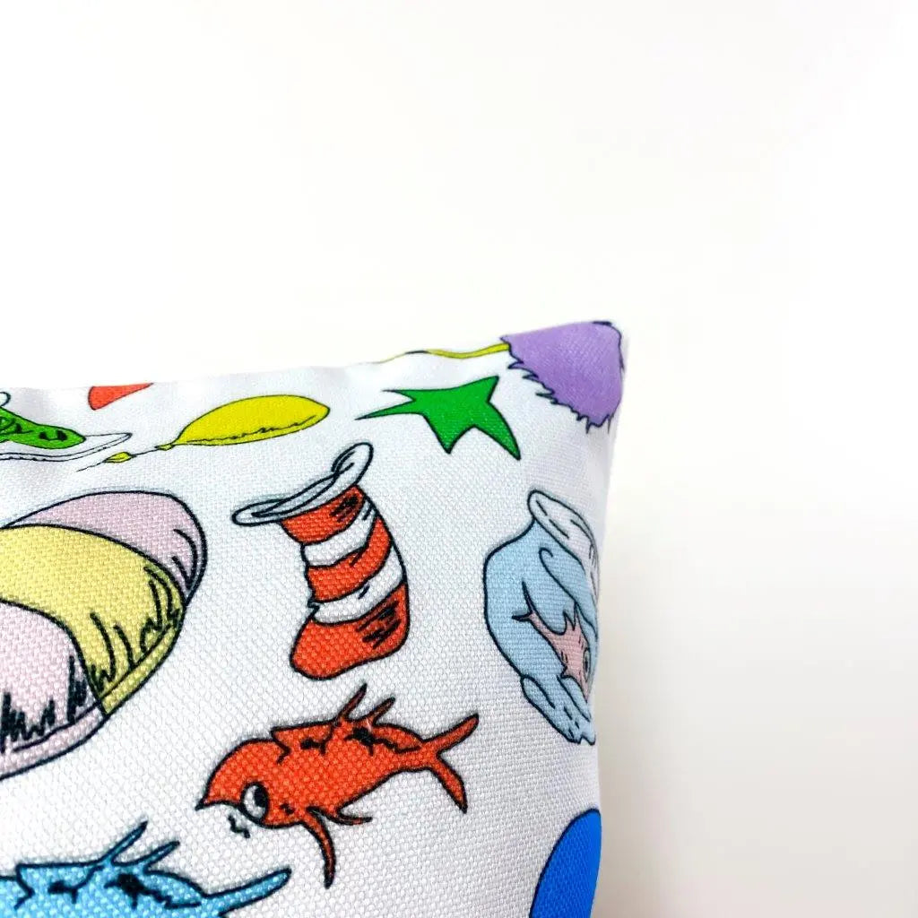Blue Fish One Fish Two Fish | Pillow Cover | Home Decor | Room Decor | Kids Decor | Play Room | Gift for Kids | Personalized | Bedroom Decor UniikPillows