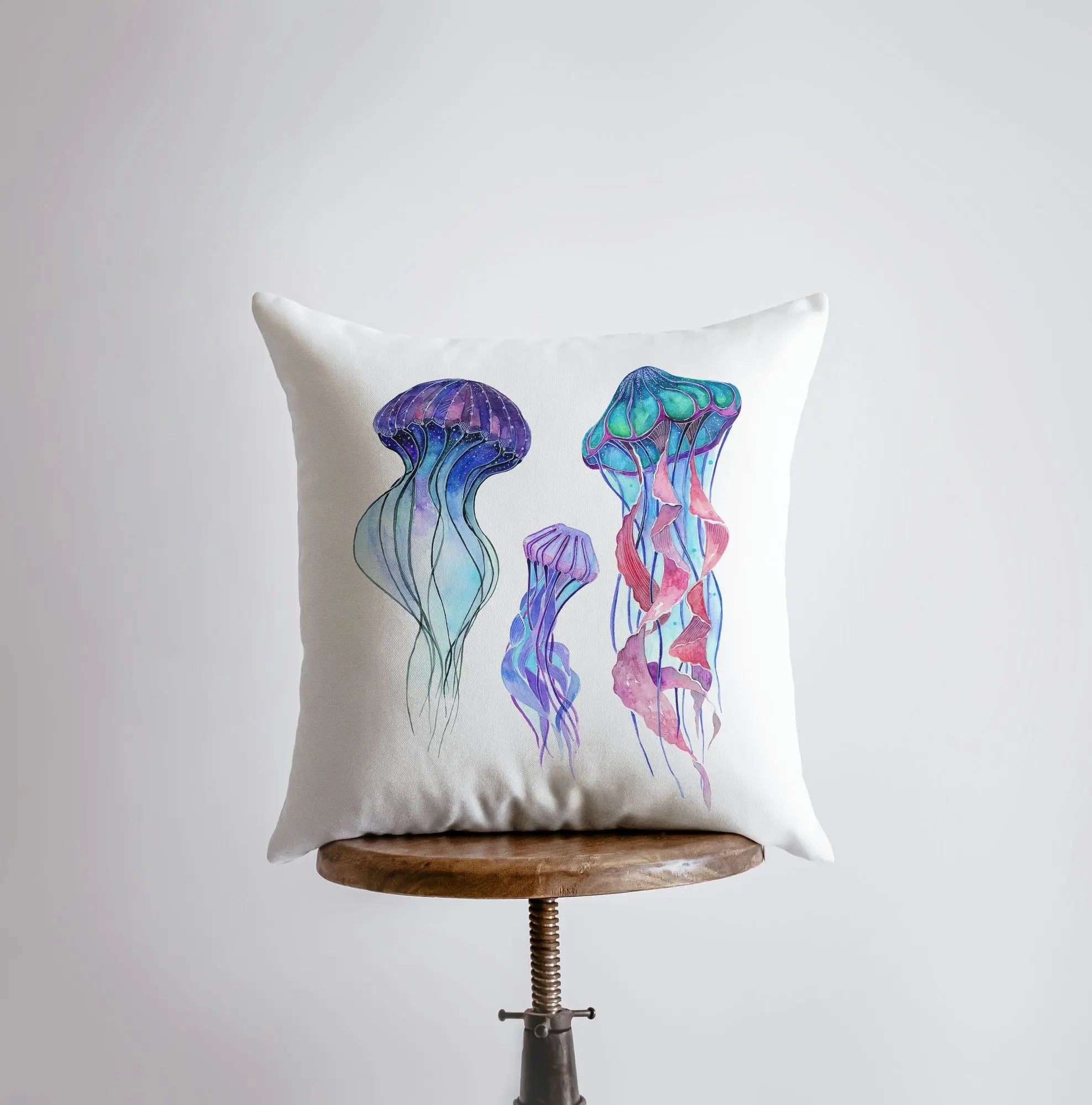 Blue Jelly Fish | Pillow Cover | Throw Pillow | Home Decor | Modern Coastal Decor | Nautical | Ocean | Gift for Her | Accent Pillow | Sea, Size: 10 x