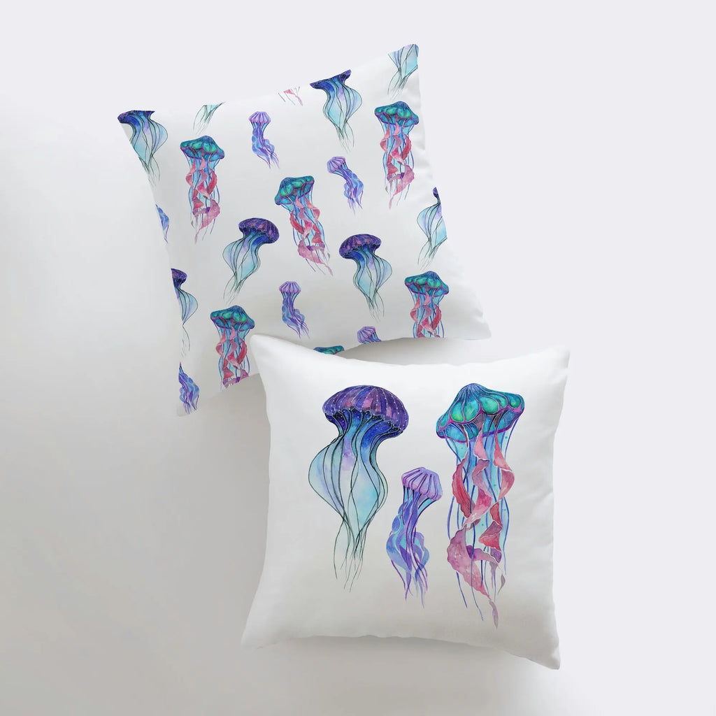 Blue Jelly Fish | Pillow Cover | Throw Pillow | Home Decor | Modern Coastal Decor | Nautical | Ocean | Gift for her | Accent Pillow | Sea UniikPillows