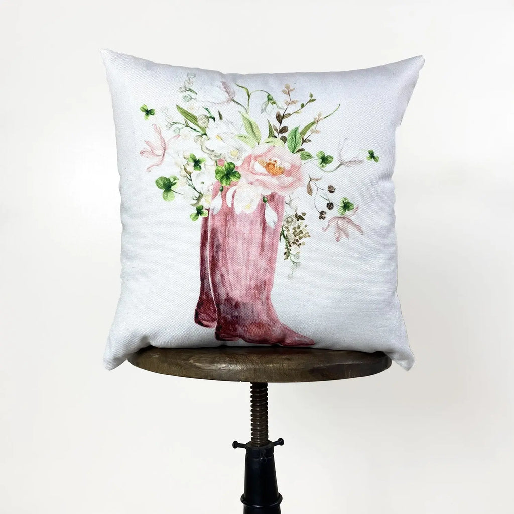 Boot | Flower Pot | Pillow Cover | Pink Floral | Throw Pillow | Pillows | Flower | Flower Vase | Flower Bouquet | Flower Pots | Gift for her UniikPillows