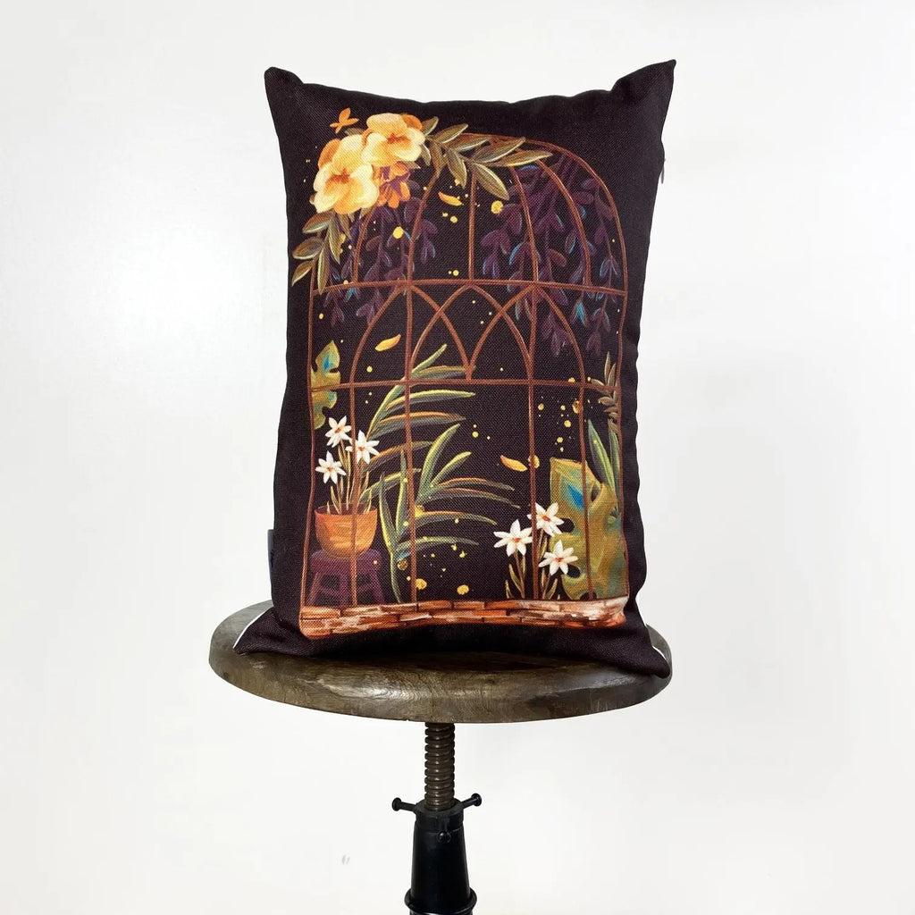 Brown Greenhouse | Pillow Cover | 12x18 | Greenhouse | Floral | Pillow | Throw Pillow | Gift for her | Flowers | Vintage | Gift for her UniikPillows