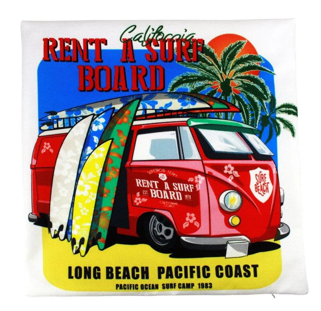 California Rent a Surf Board | Pillow Cover | Southern California | Throw Pillow | Long Beach | Home Décor | Room Décor | Gift Ideas UniikPillows