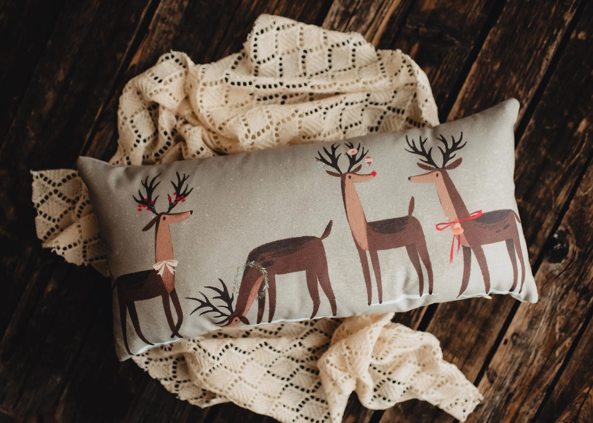 Reindeer throw pillows top