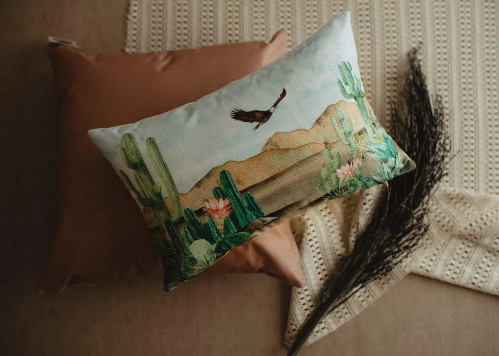 Desert Saguaro Cactus | Pillow Cover | 18x12 | Southwestern Desert | Arizona Gifts | Home Decor | Gift Idea | Arizona Art | Desert Painting UniikPillows