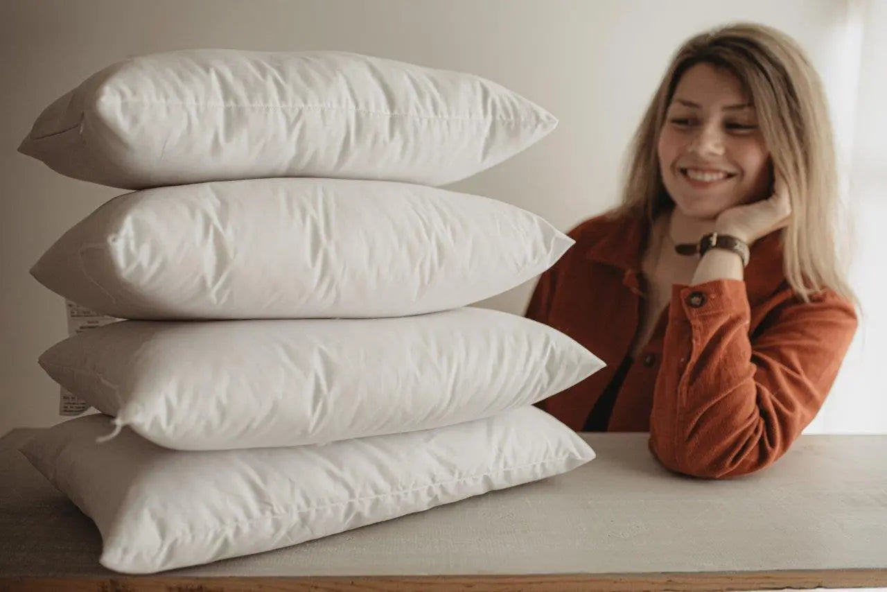 Down Alternative Hypoallergenic Pillow Insert Cotton Cover, 10x10, 12x12, 14x14, 16x16, 18x18, 20x20, 22x22, 24x24
