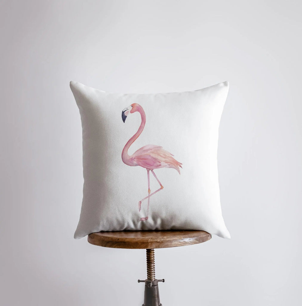 Flamingo | White Pillow Cover | Throw Pillow | Pink Flamingo | Home Decor | Pillow | Gift for her | Pink Throw Pillows | White Throw Pillow UniikPillows