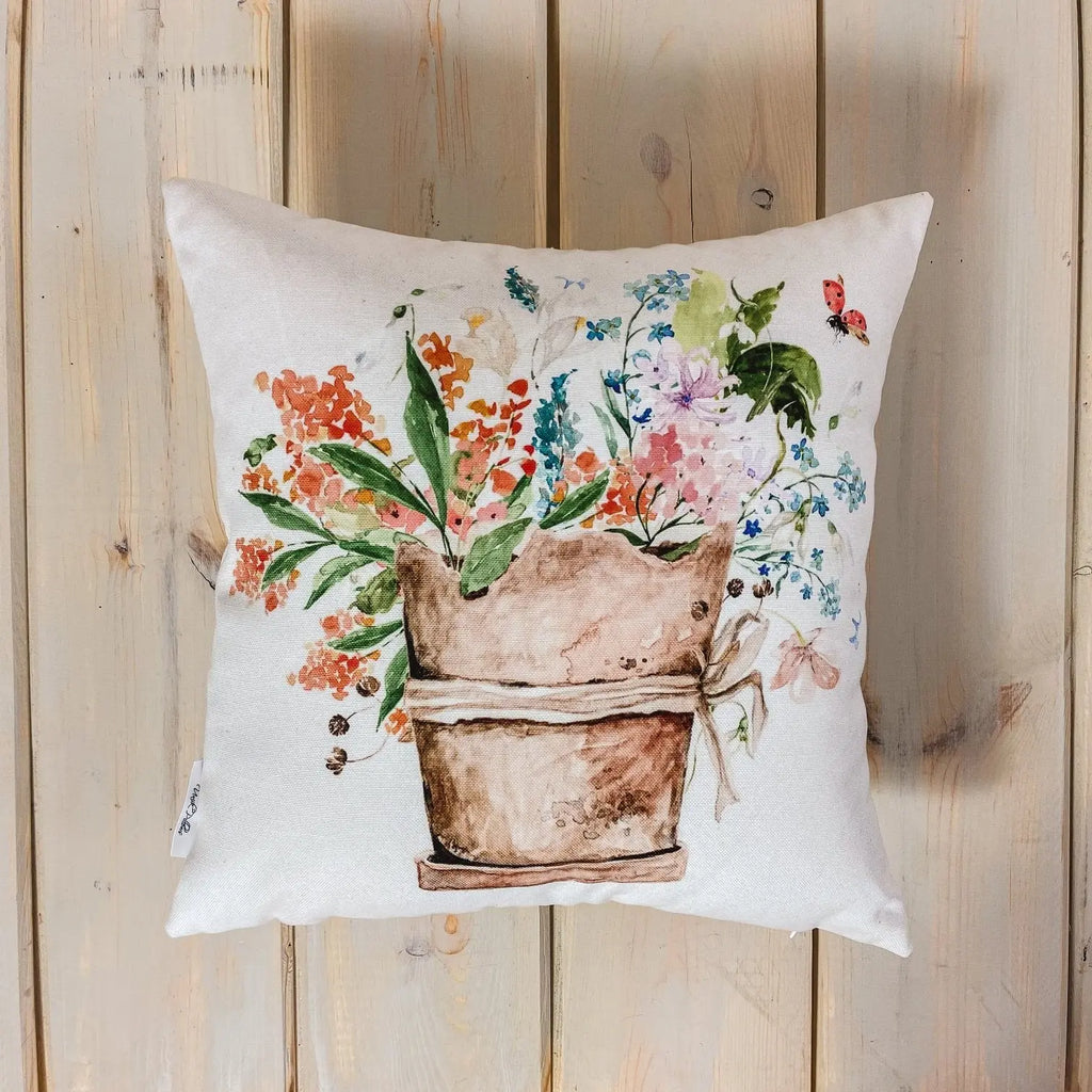 Flower Pot | Pillow Cover | Orange Floral | Throw Pillow | Pillow | Accent Pillow Covers | Aesthetic Room Decor | Country Decor | Gift UniikPillows