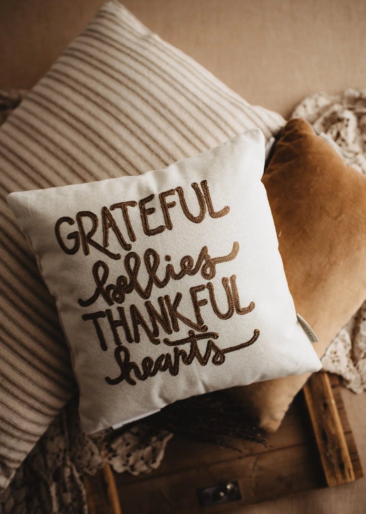 Grateful Bellies Thankful Hearts Pillow | Throw Pillow Thanksgiving Décor | Fall Decor | Room Decor | Decorative Pillow | Gift for her UniikPillows