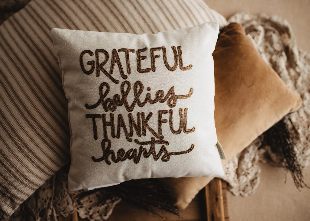 Grateful Bellies Thankful Hearts Pillow | Throw Pillow Thanksgiving Décor | Fall Decor | Room Decor | Decorative Pillow | Gift for her UniikPillows