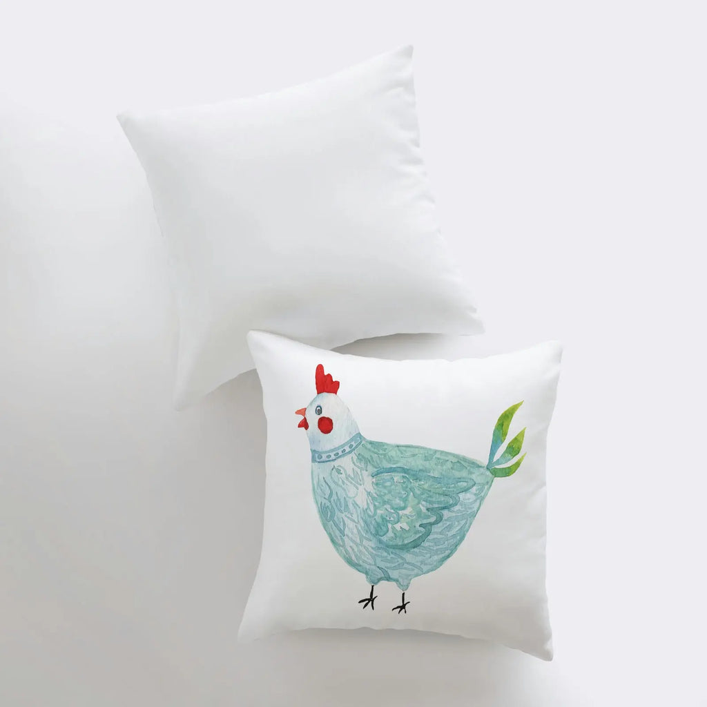 Hen | Turquoise | Modern Farmhouse | Throw Pillow | Farm Decorating | Turquoise Accent Pillows | Country Decor | Gift for her | Decor Pillow UniikPillows