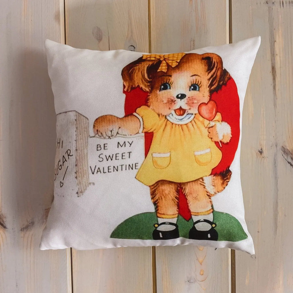 Hi Sugar Be my Vintage Valentines | Pillow Cover | Throw Pillow | Valentines Day Gifts for Her | Valentines Day | Room Decor UniikPillows