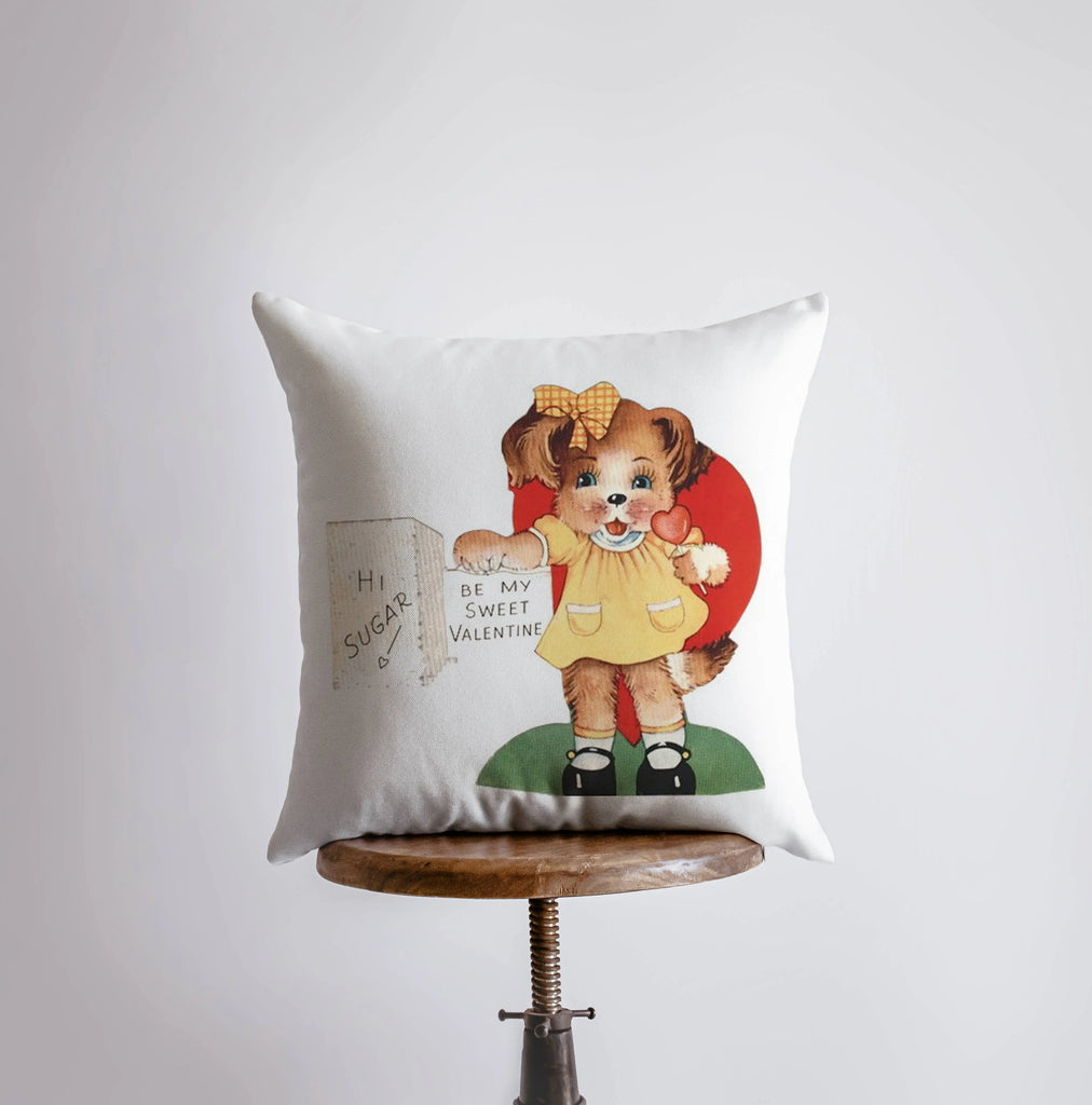 Hi Sugar Be my Vintage Valentines | Pillow Cover | Throw Pillow | Valentines Day Gifts for Her | Valentines Day | Room Decor UniikPillows
