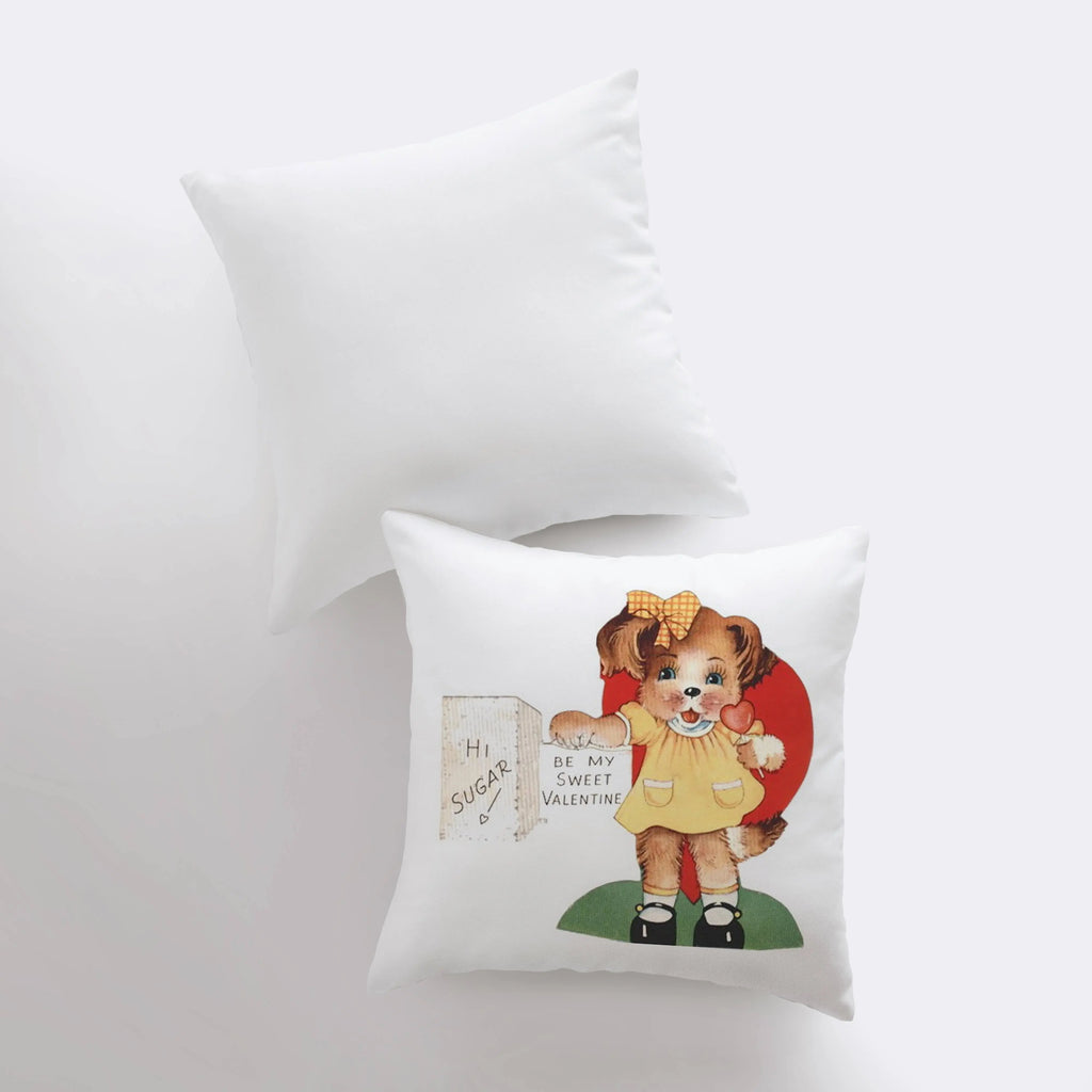 Hi Sugar Be my Vintage Valentines | Pillow Cover | Throw Pillow | Valentines Day Gifts for Her | Valentines Day | Room Decor UniikPillows