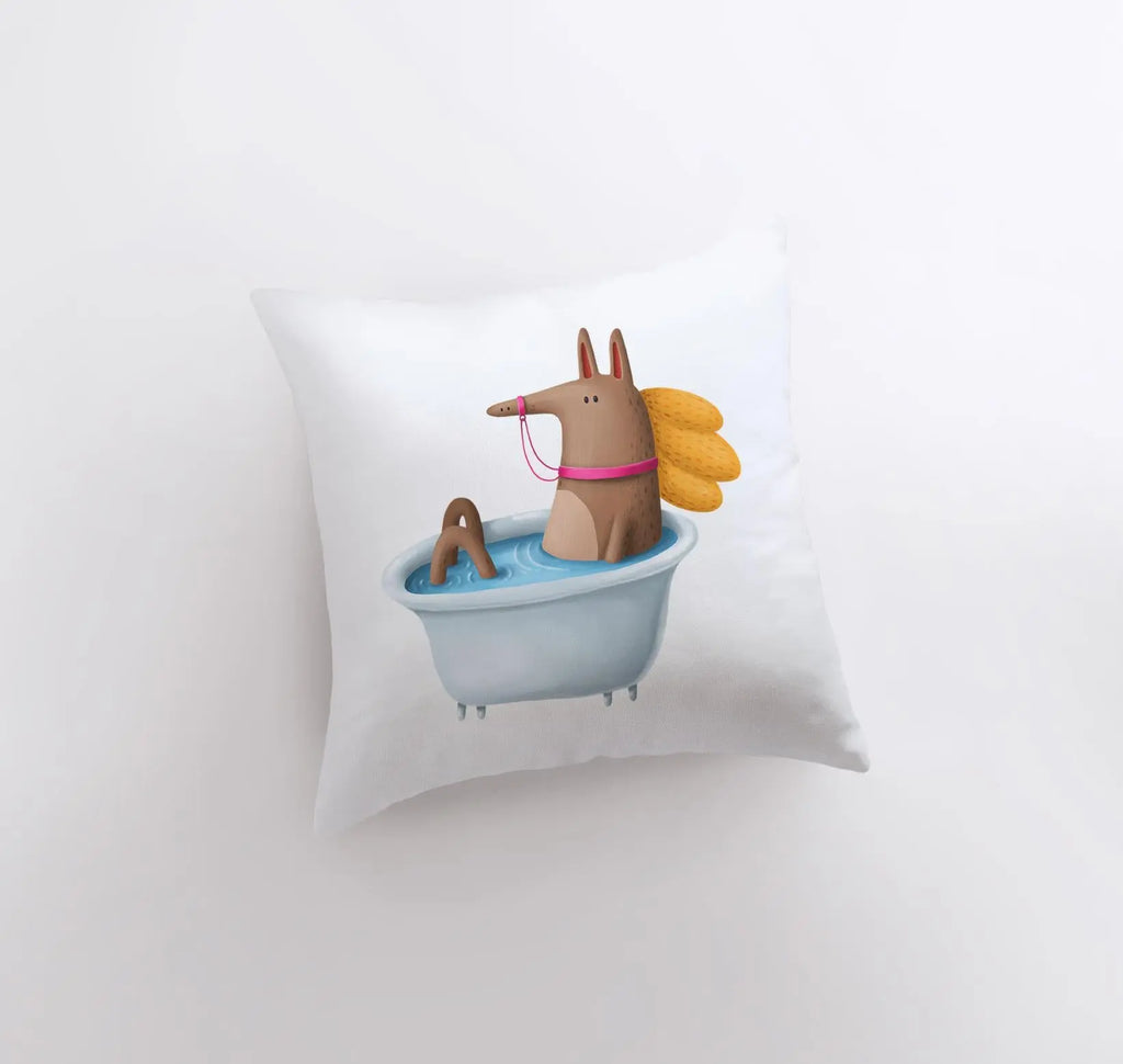 Horse Bathing in Tub Pillow | Throw Pillow | Horse Lover | Animal Lover Gift | Tiny House Decor | Cowgirl Pillow | Horse Pillow Pet UniikPillows