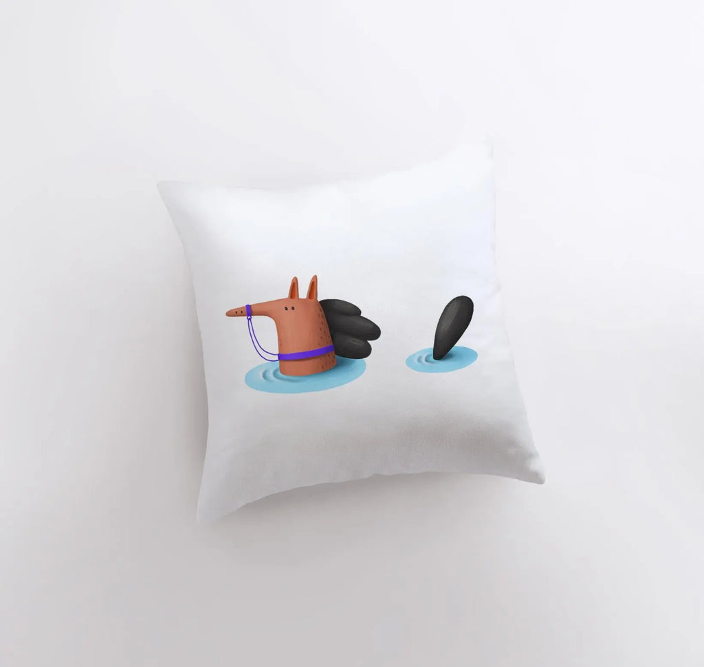 Horse Swimming Pillow | Throw Pillow | Horse Lover | Animal Lover Gift | Tiny House Decor | Cowgirl Pillow | Horse Pillow Pet UniikPillows