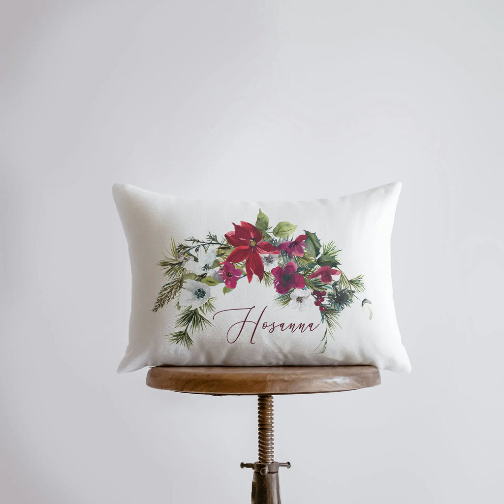 Hosanna Christmas Poinsettia Throw Pillow Cover | Christmas Pillowcase | 18x12 | Christmas tree | Christmas Gifts | Room Decor | Mom Gift UniikPillows