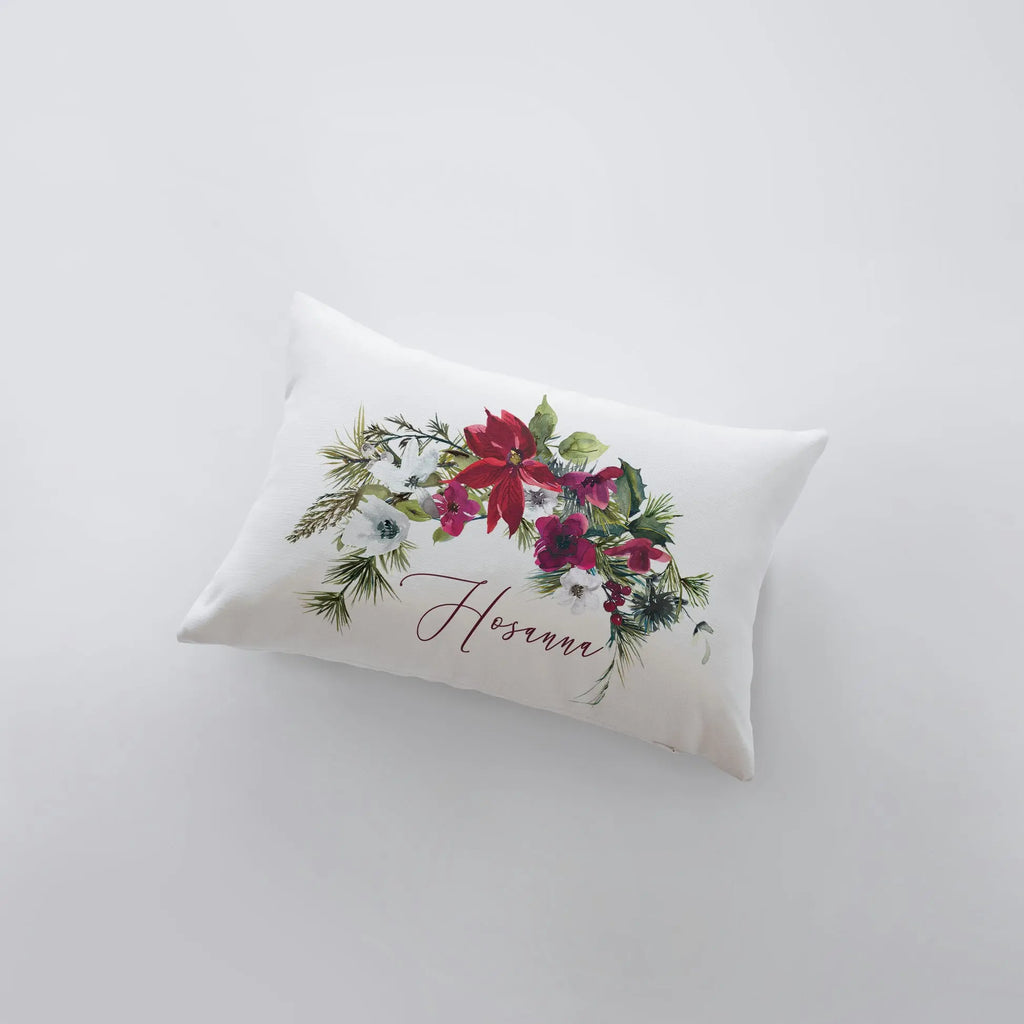 Hosanna Christmas Poinsettia Throw Pillow Cover | Christmas Pillowcase | 18x12 | Christmas tree | Christmas Gifts | Room Decor | Mom Gift UniikPillows