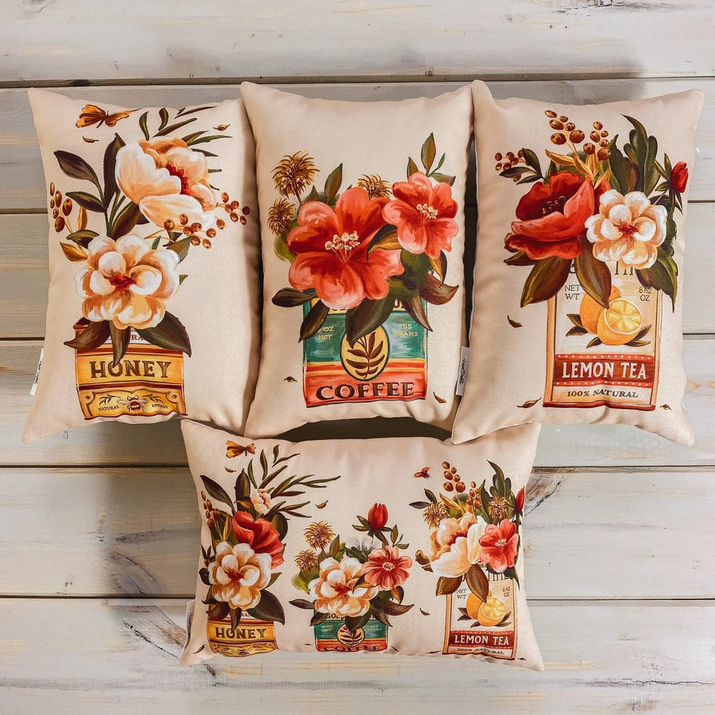 Lemon Tea | Planters | Pillow Cover | 12x18 | Vintage | Floral arrangement | Throw Pillow | Pillow | Aesthetic Room Decor | Gift for her UniikPillows