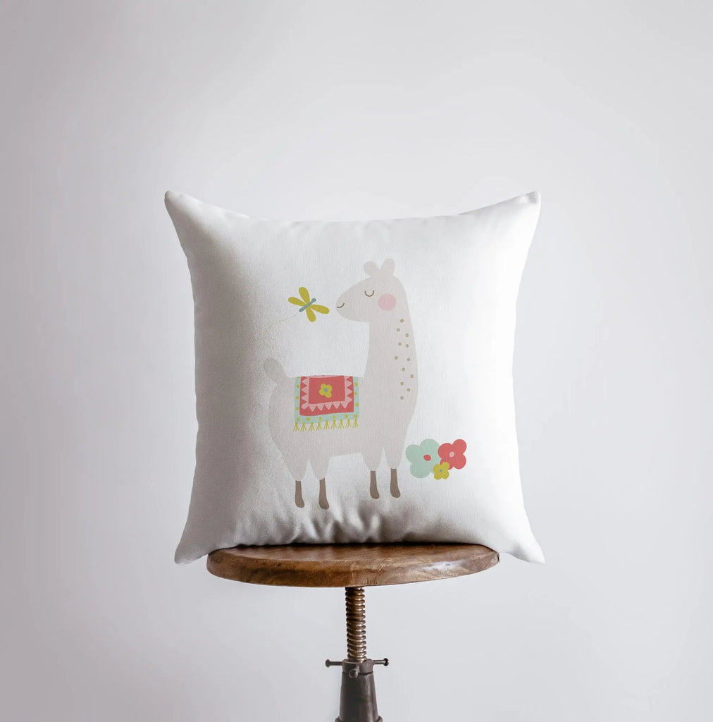 Llama with Flowers Red | Pillow | Good Vibes Only | Cactus Pillow | Positive Vibes | South Western | Tiny House Decor | Lumbar Pillow UniikPillows