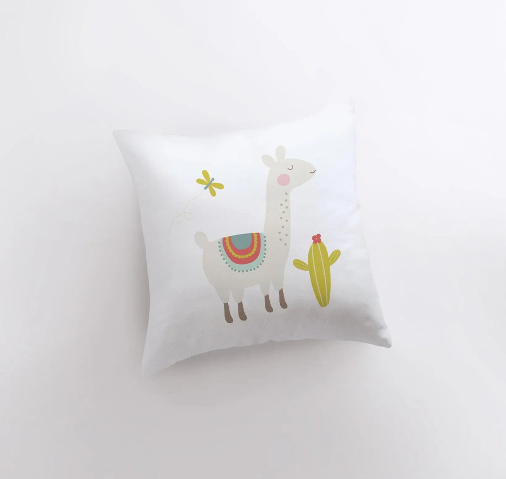 Llama with Lime Green Cactus | Alpaca Pillow | Good Vibes Only | Cactus Pillow | Positive Vibes | South West | Pillow | Llama Pillow Case UniikPillows