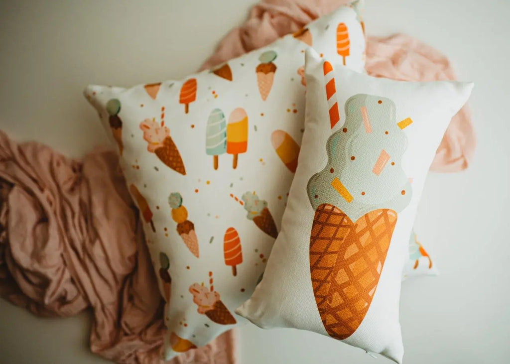 Mint Chocolate Chip Ice-cream cone | 12x16 | Vintage Style | Home Decor | Throw Pillows| Orange Pillows | Room Decor | Decorative Pillows UniikPillows