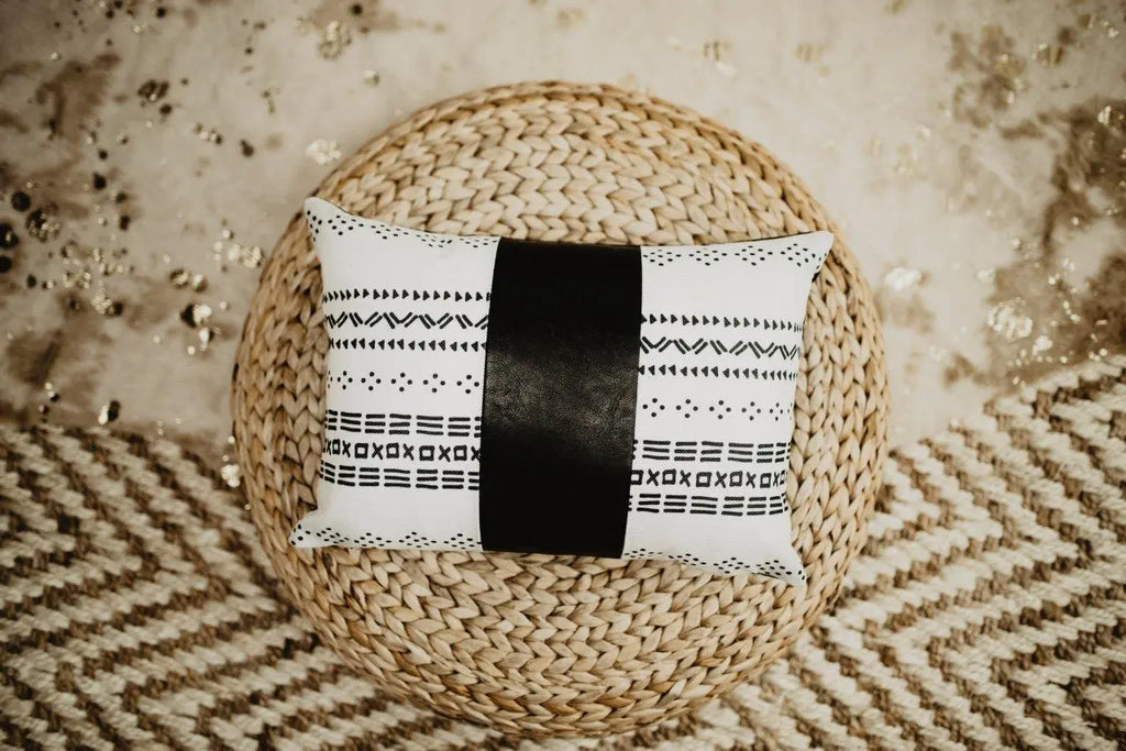 Mud-Cloth Pillow Covers | Faux Leather | Black and White | Throw Pillow | Luxury Decor | Elegant Luxury Decor | Room Decor | Gift for her UniikPillows