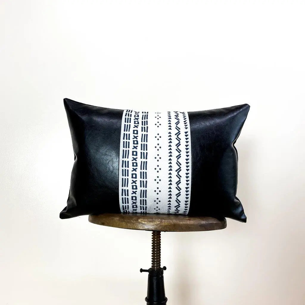 Mud-Cloth Pillow Covers | Faux Leather | Black and White | Throw Pillow | Modern Home Decor | Luxury Decor | Elegant Luxury Decor | 12x18 | Room Decor UniikPillows