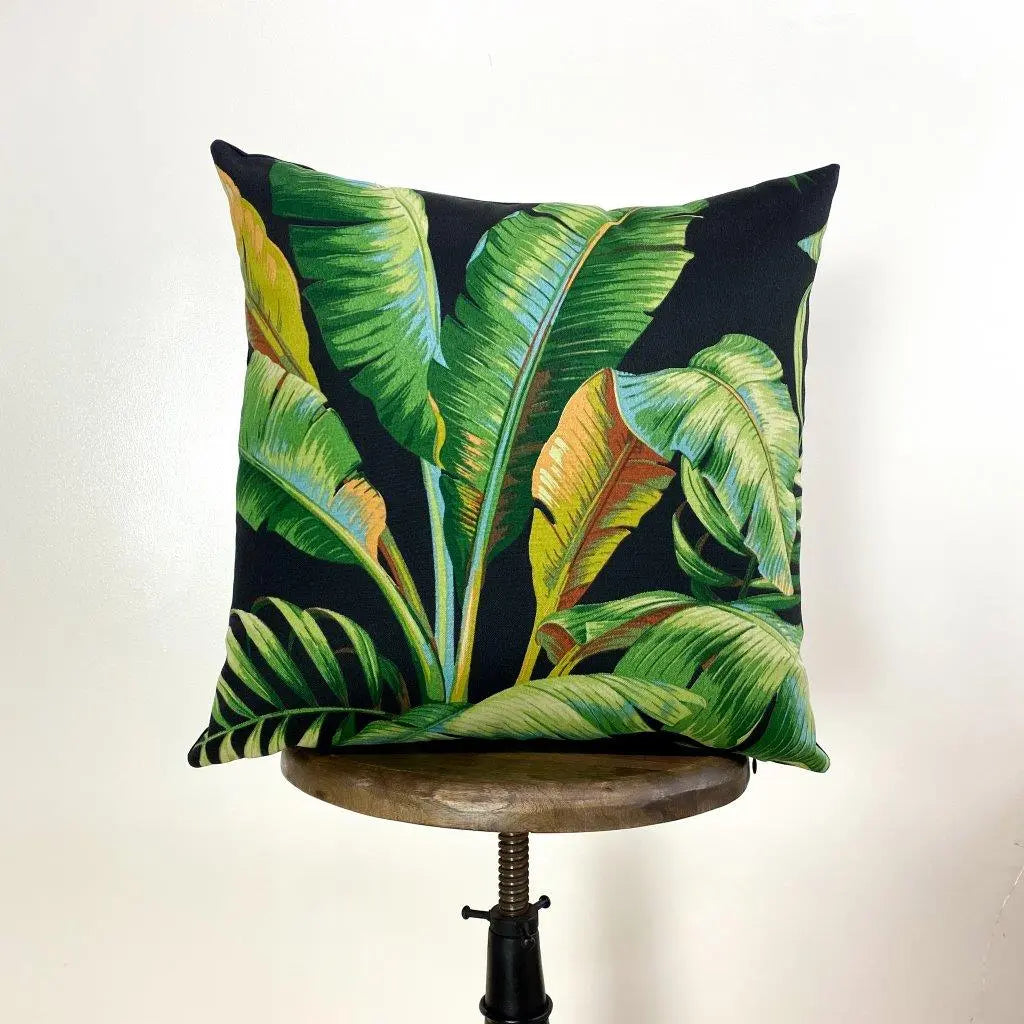 Mud-Cloth Pillow Covers | Tommy Bahamas Leaf with Black Canvas Back | Throw Pillow | Luxury Décor | Elegant Luxury Décor | Gift for her UniikPillows