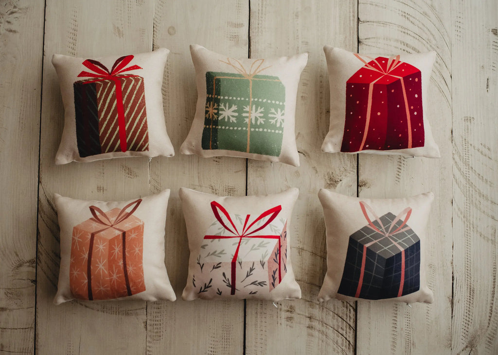 Nordic Mini Red Gift Pillow | 8x8 | Small Pillows | Small Throw Pillows | Sister Gift | Grandma Gift | Best Friend Christmas Gift | Mom Gift UniikPillows