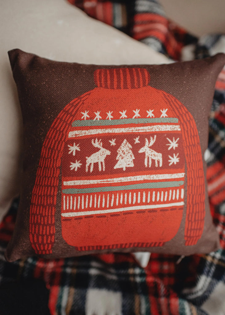 Nordic Sweater and Mitten Throw Pillow Cover | 10x10 | Christmas tree | Christmas Gifts | Room Decor | Mom Gift | Aaesthetic Room Decor UniikPillows