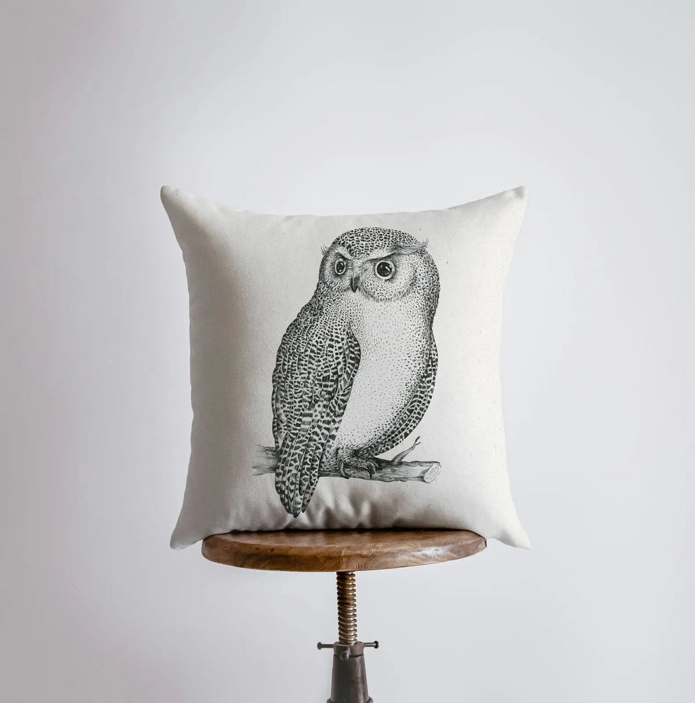 Owl Gift | Pillow Cover | Owl Drawing | Throw Pillow | Home Decor | Wilderness | Owl | Country Decor | Aesthetic Room Decor | Gift For her UniikPillows