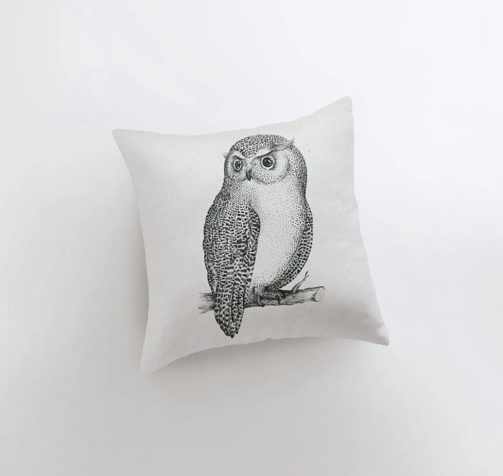 Owl Gift | Pillow Cover | Owl Drawing | Throw Pillow | Home Decor | Wilderness | Owl | Country Decor | Aesthetic Room Decor | Gift For her UniikPillows