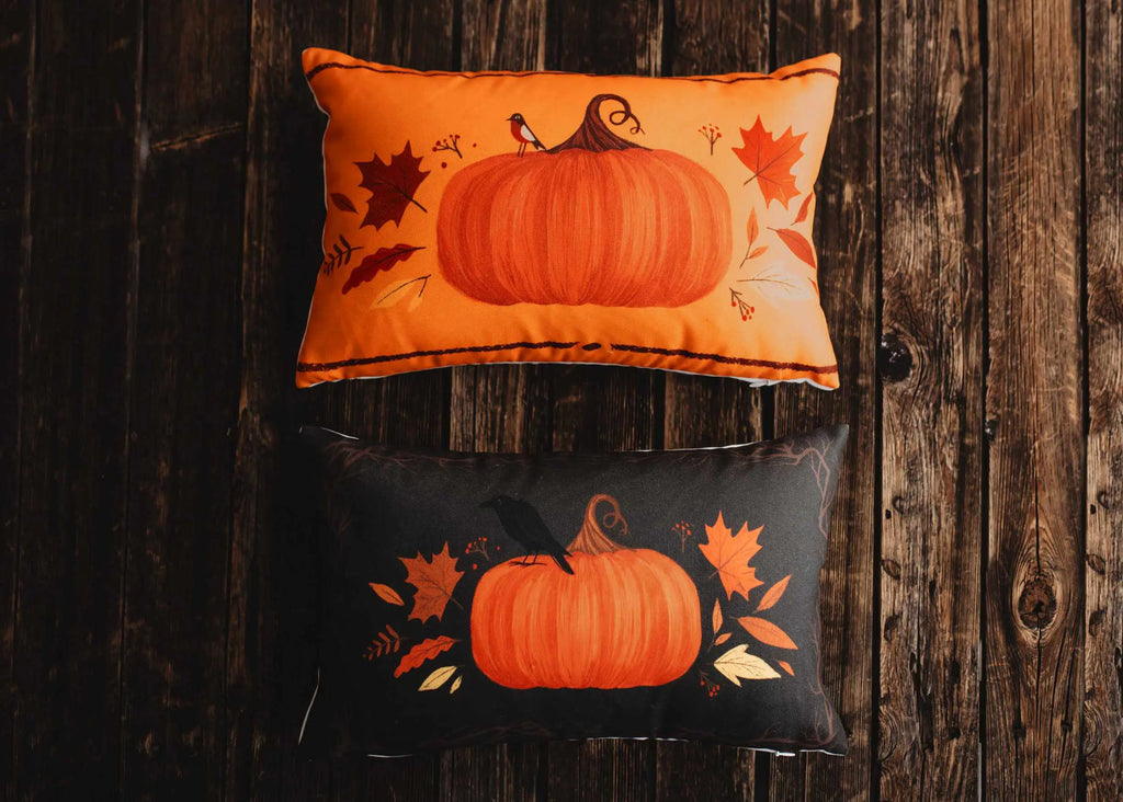 Primitive Dark Fall Pumpkin Lumbar Pillow Cover | 18x12 Thanksgiving Décor | Fall Decor | Room Decor | Decorative Pillows | Gift for her UniikPillows