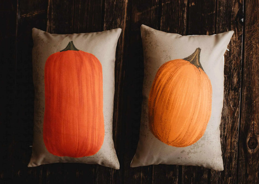 Primitive Flat Fall Pumpkin Lumbar Pillow Cover | 18x12 Thanksgiving Décor | Fall Decor | Room Decor | Decorative Pillows | Gift for her UniikPillows
