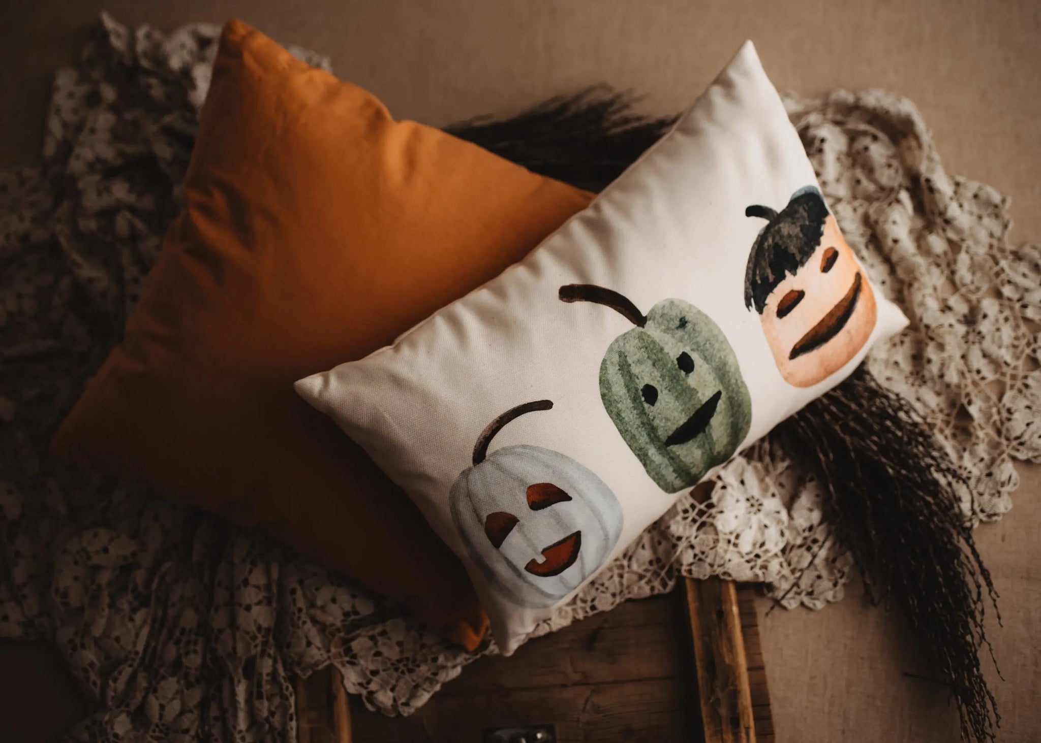 Primitive Jack o Lantern Lumbar Pillow Cover 18x12 Halloween Decor Fall Decor Room Decor Decorative Pillows Gift for her UniikPillows
